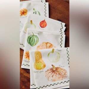Anthropologie Types of Pumpkins Napkins, Set of 4